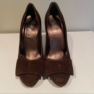 Butter Brown Suede Bow Pumps Size 8